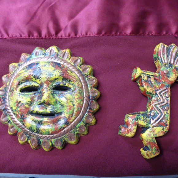 Southwestern Art Sun & Kokopelli Made in Mexico Two Pieces Wall Decor - Picture 2 of 8